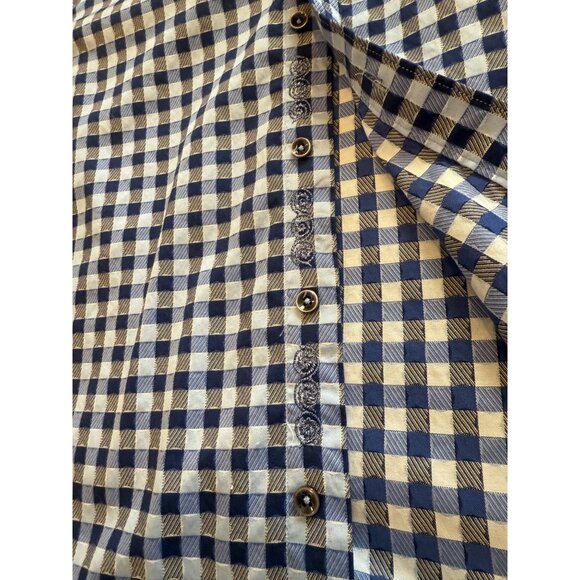 Mens Robert Graham Blue & White Gingham Button-Up Shirt With Embroidered - Picture 8 of 11